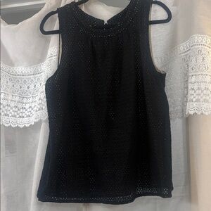Lucky Brand Black Eyelet Sleeveless Tank
